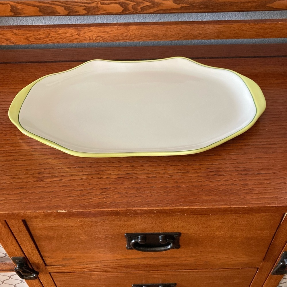 Vintage‎ Vietri Italy Hand Painted Serving Tray Water Garden